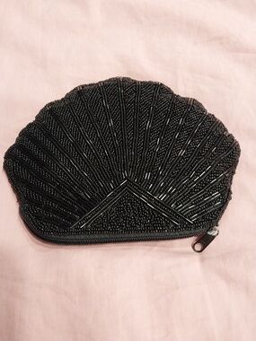 Beaded Shell Zippered Evening Clutch